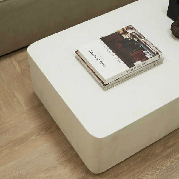 Minimalistische Rechthoekige Betonnen Salontafel Groot Wit=Coffee Table – Concrete – Rectangular – White