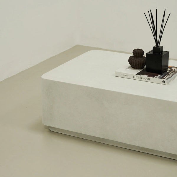 Minimalistische Rechthoekige Betonnen Salontafel Groot Wit=Coffee Table – Concrete – Rectangular – White