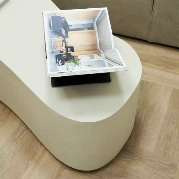 Minimalistische Grote Onregelmatig Vormige Betonnen Salontafel Wit=Coffee Table – Concrete – Irregular – White