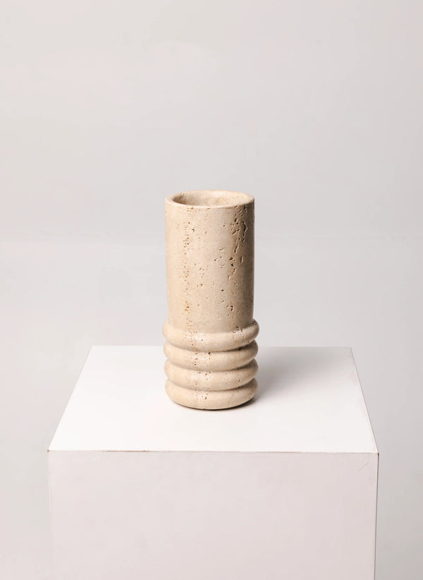 Travertine Vaas Molí 12x25cm=Vase – Travertine – Molí – 12×25 cm