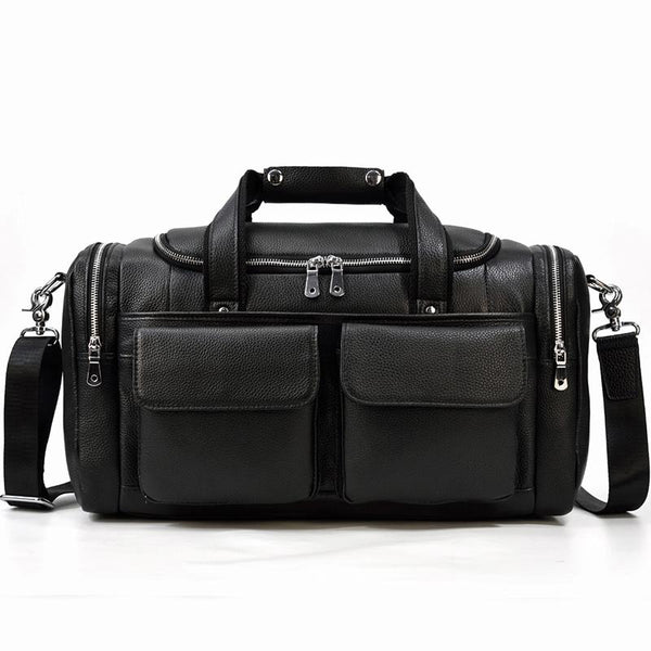 Black Leather Duffle Bag |