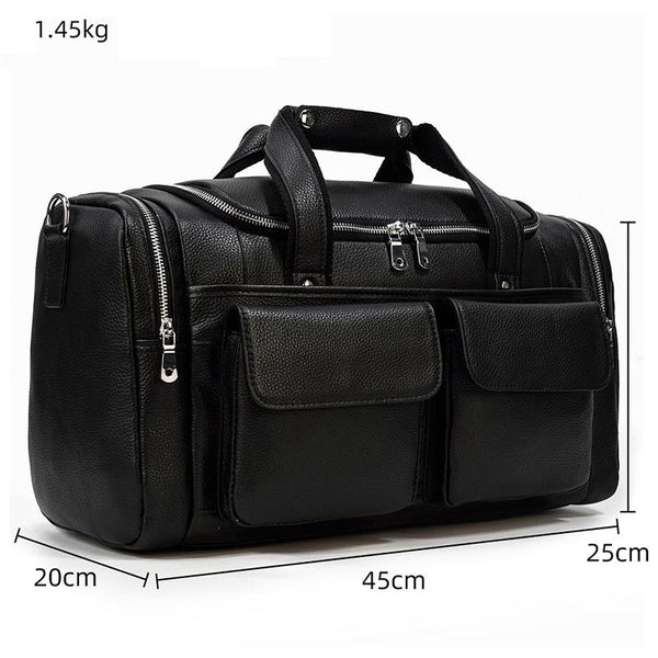 Black Leather Duffle Bag |