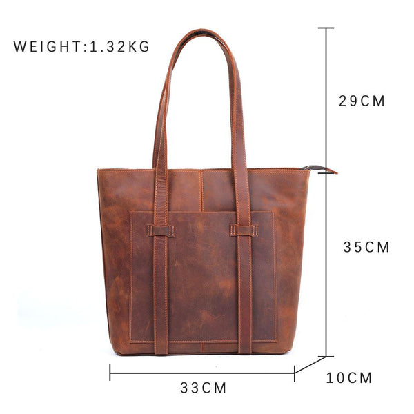 Coffee Leather Tote Bag |