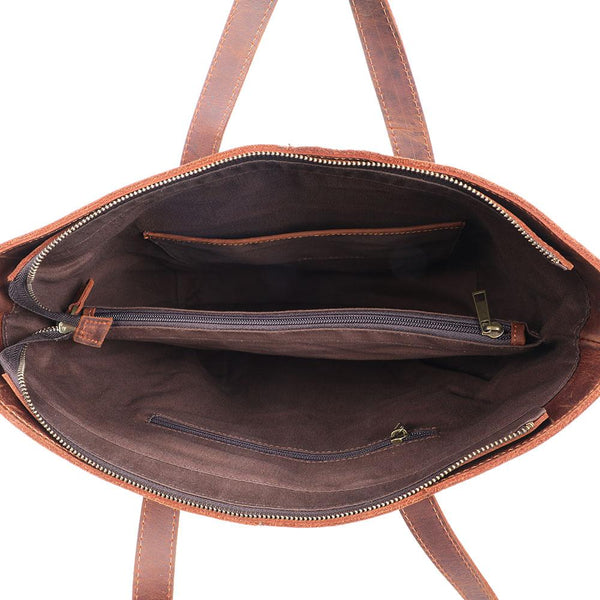 Coffee Leather Tote Bag |