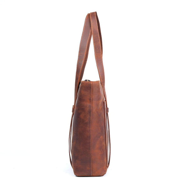 Coffee Leather Tote Bag |