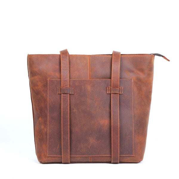 Coffee Leather Tote Bag |