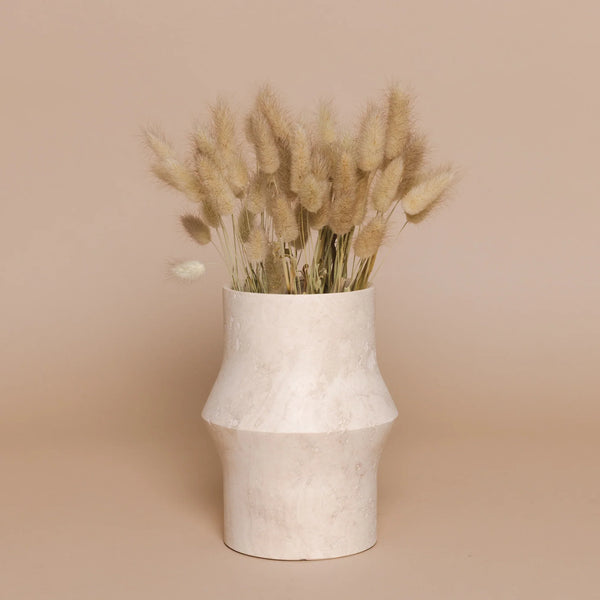 Travertine design vaas Ø12x20cm=Vase – Travertine – Design – Ø12×20 cm