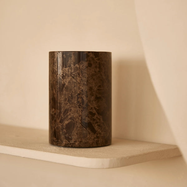 Marmer vaas/wijnkoeler bruin 18x12cm=Vase – Marble – Wine Cooler – 18×12 cm – Brown