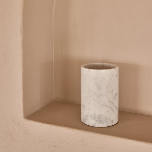 Marmer vaas/wijnkoeler wit Ø12x18cm=Vase – Marble – Wine Cooler – Ø12×18 cm – White