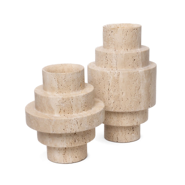 Travertine Agano Vaas Set=Vase – Travertine – Agano – Set