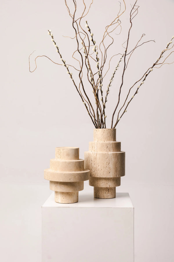 Travertine Agano Vaas Set=Vase – Travertine – Agano – Set