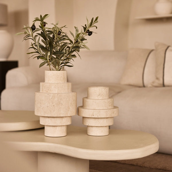 Travertine Agano Vaas Set=Vase – Travertine – Agano – Set