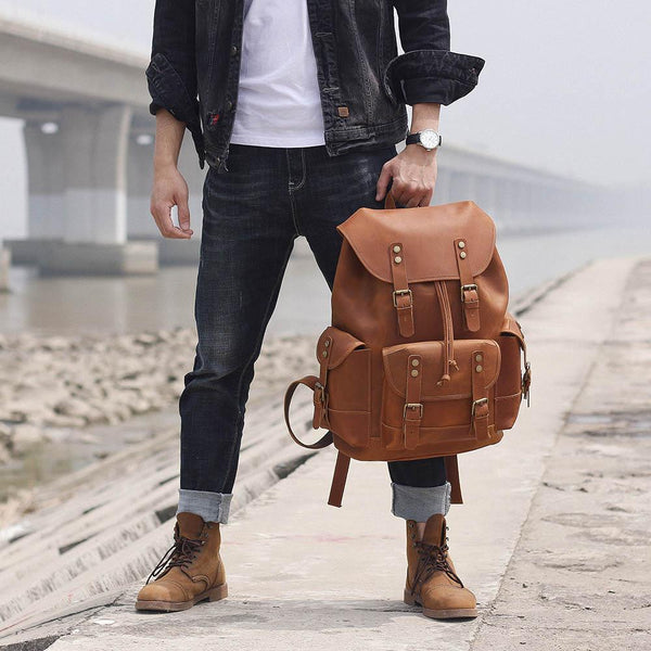 Leather Travel Backpack |