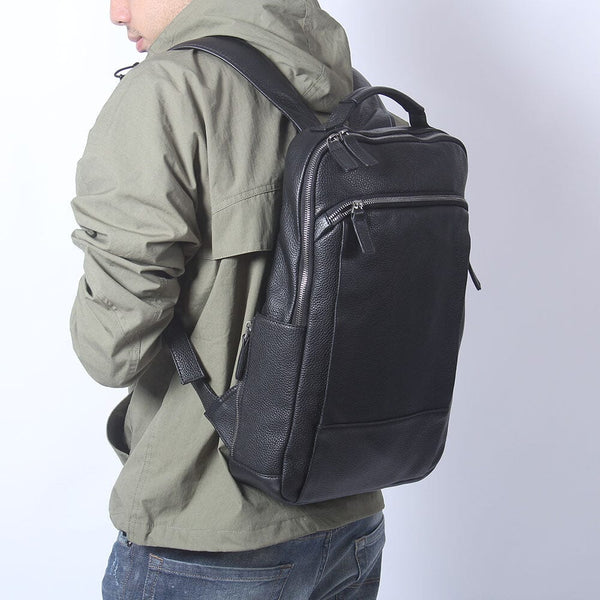 Black Leather Laptop Backpack |