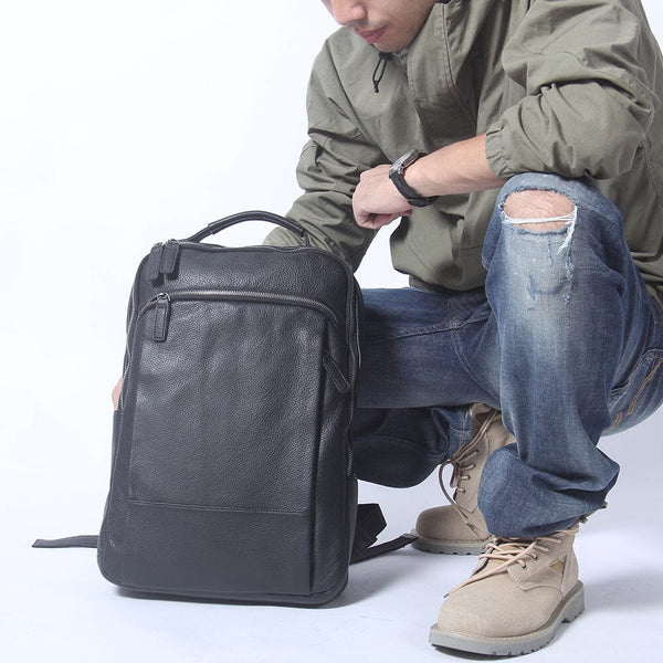 Black Leather Laptop Backpack |