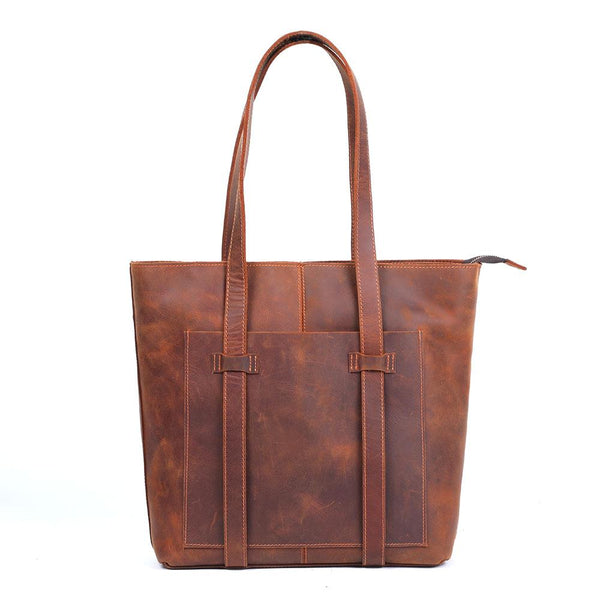 Coffee Leather Tote Bag |