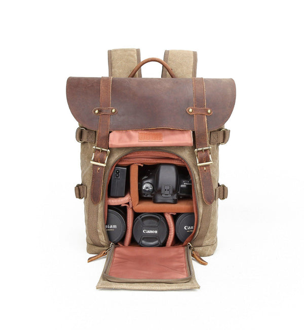 Canvas and Leather Camera Backpack |