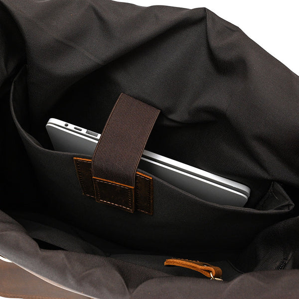 Leather Roll Top Backpack |