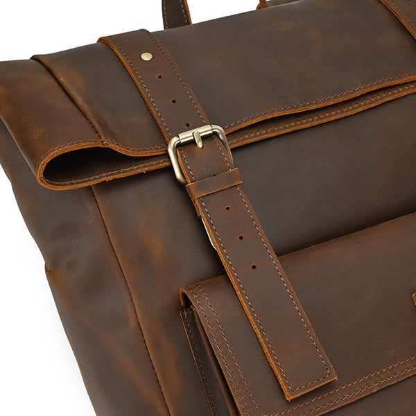 Leather Roll Top Backpack |