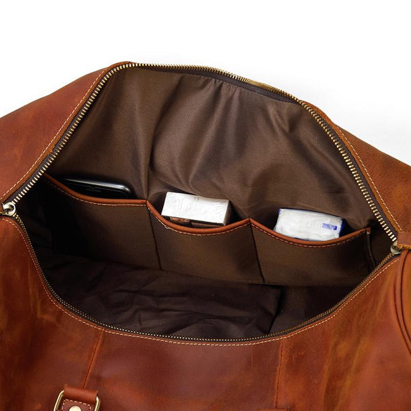 Brown Leather Duffle Bag |