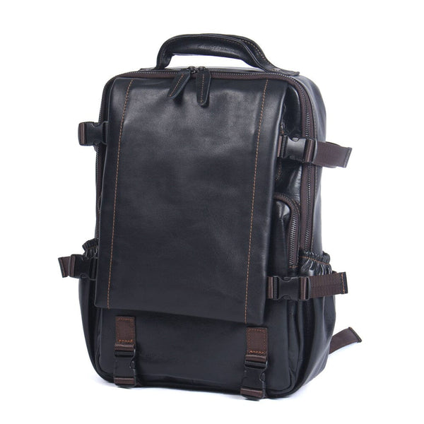 Men's Black Leather Backpack |