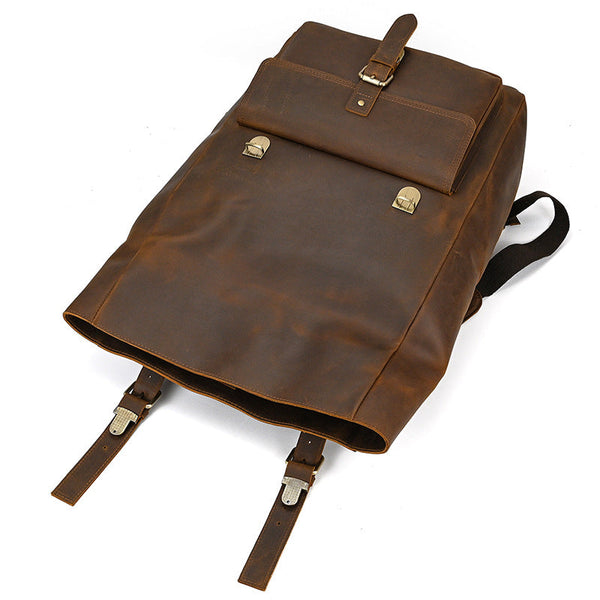 Leather Roll Top Backpack |