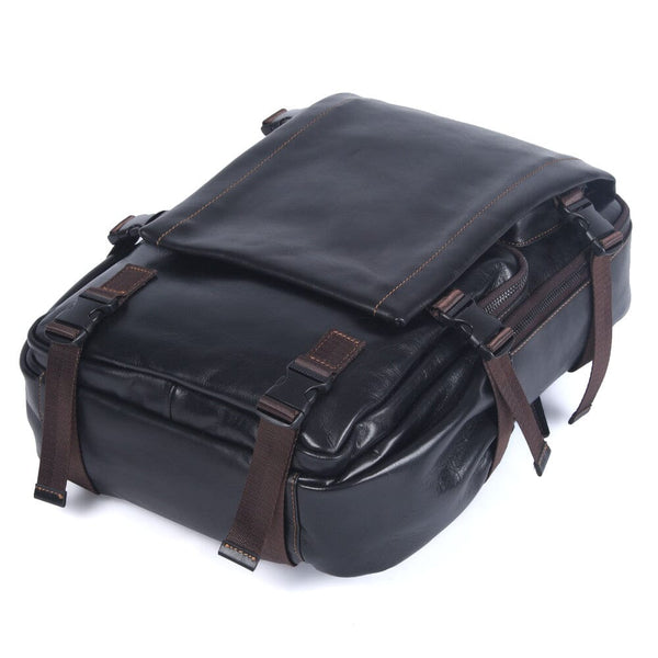 Men's Black Leather Backpack |