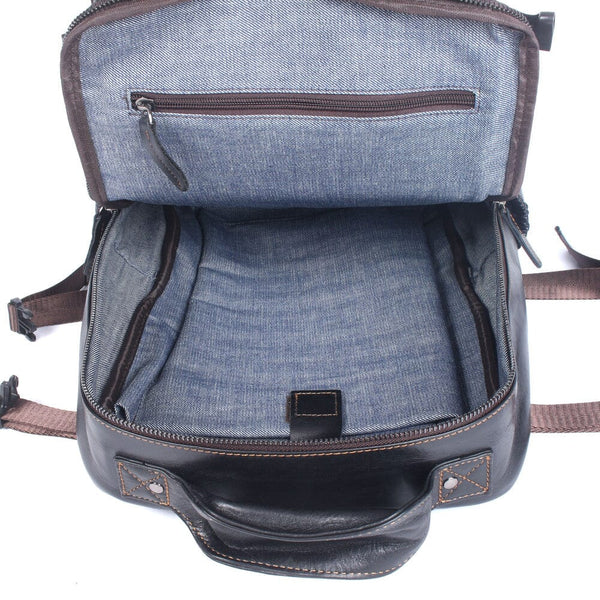 Men's Black Leather Backpack |