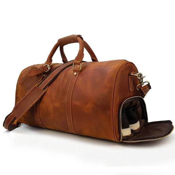 Brown Leather Duffle Bag |