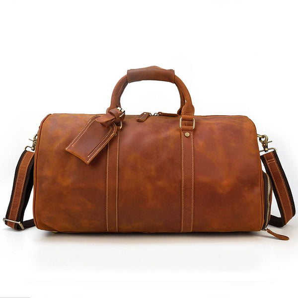 Brown Leather Duffle Bag |