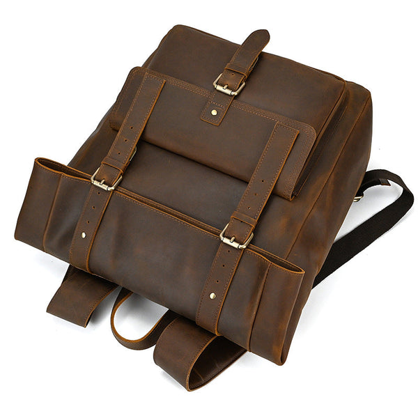 Leather Roll Top Backpack |