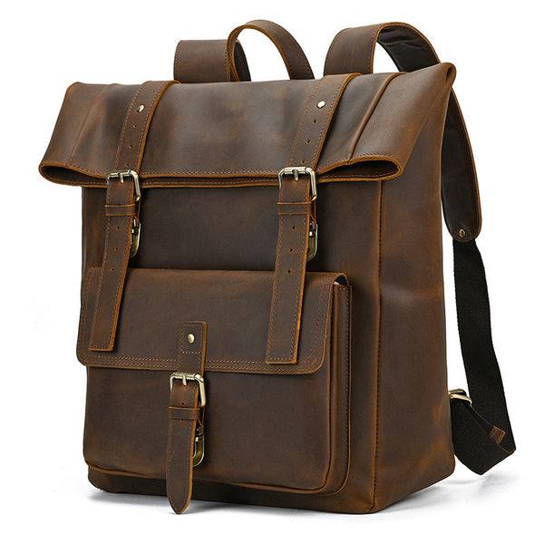 Leather Roll Top Backpack |