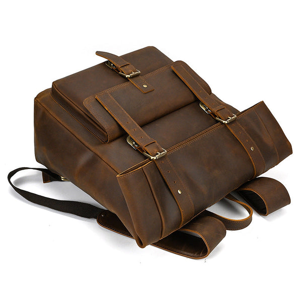 Leather Roll Top Backpack |