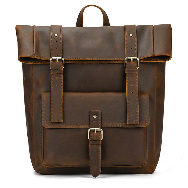 Leather Roll Top Backpack |