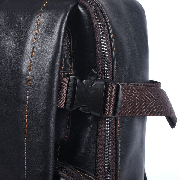 Men's Black Leather Backpack |