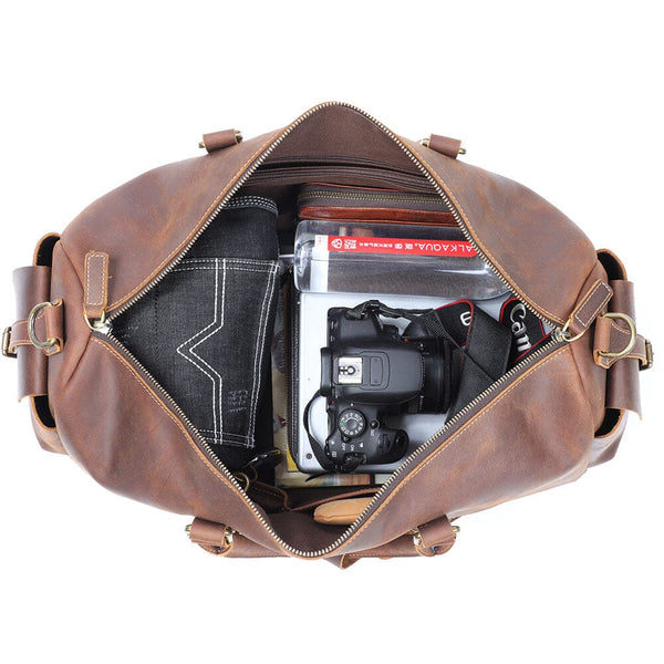 Leather Travel Duffle Bag |