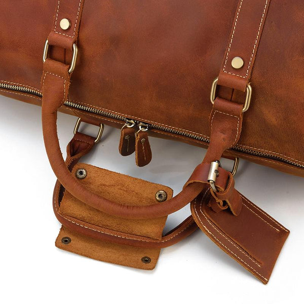 Brown Leather Duffle Bag |