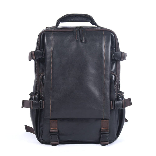 Men's Black Leather Backpack |