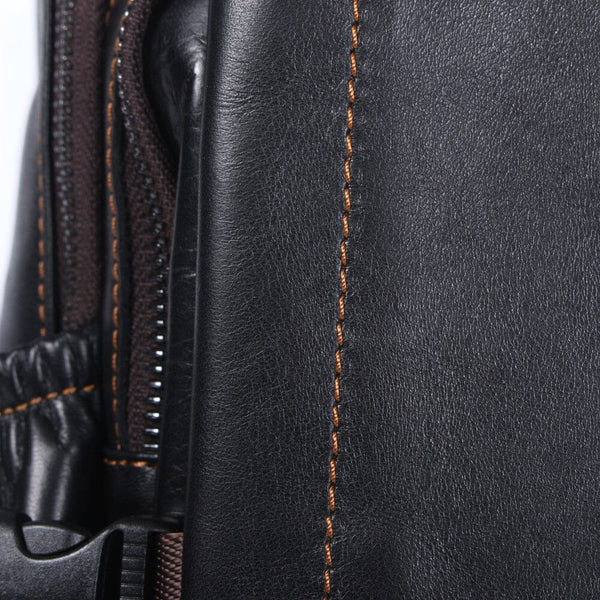 Men's Black Leather Backpack |