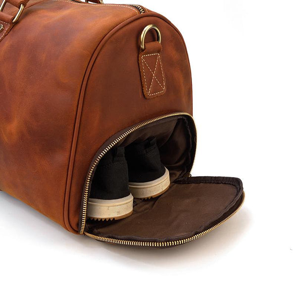 Brown Leather Duffle Bag |