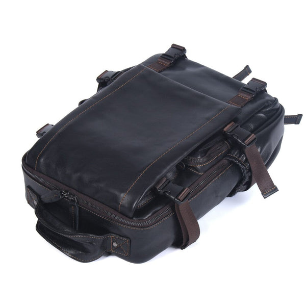 Men's Black Leather Backpack |