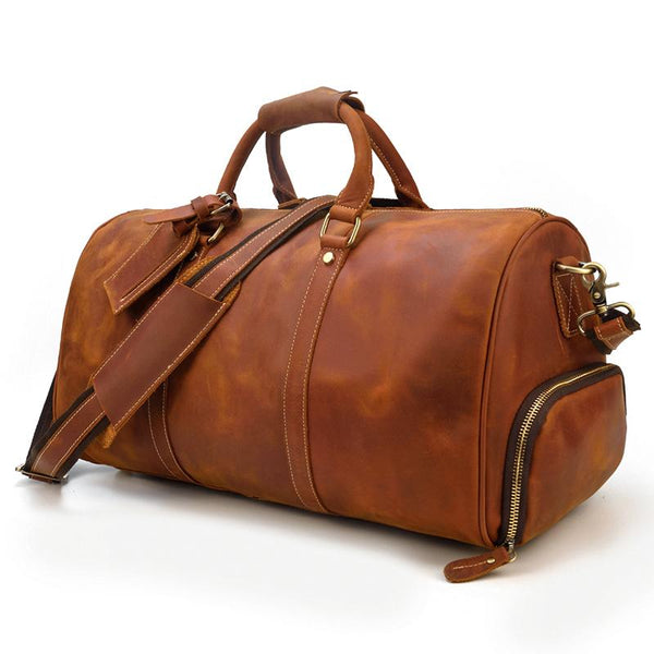 Brown Leather Duffle Bag |